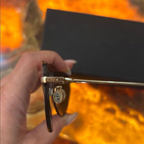 Dior Gold Aviator Sunglasses with Blue Lenses, new in box, no case main image 7